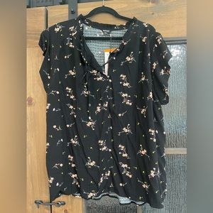 Black floral blouse